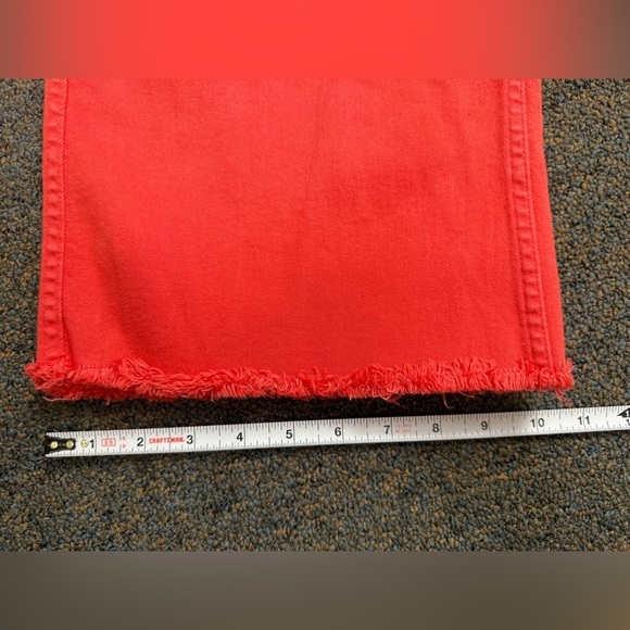 Vineyard Vines Women's Orange Straight Crop Wide Leg Raw Hem Jeans Size 28 FLAW - Picture 11 of 11